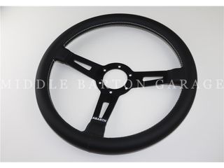 ABARTH LEATHER S/WHEEL BLACK SPOKES